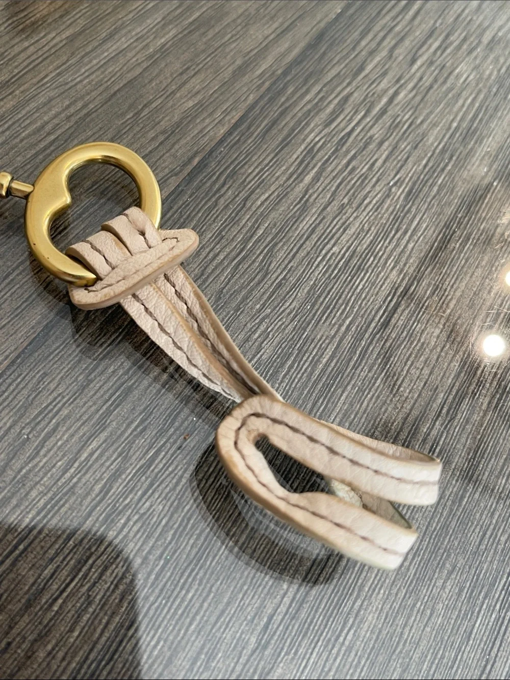 Fossil Brass Key Replacement Strap Key Charm Purse Keychain Fob Hangtag Offwhite
